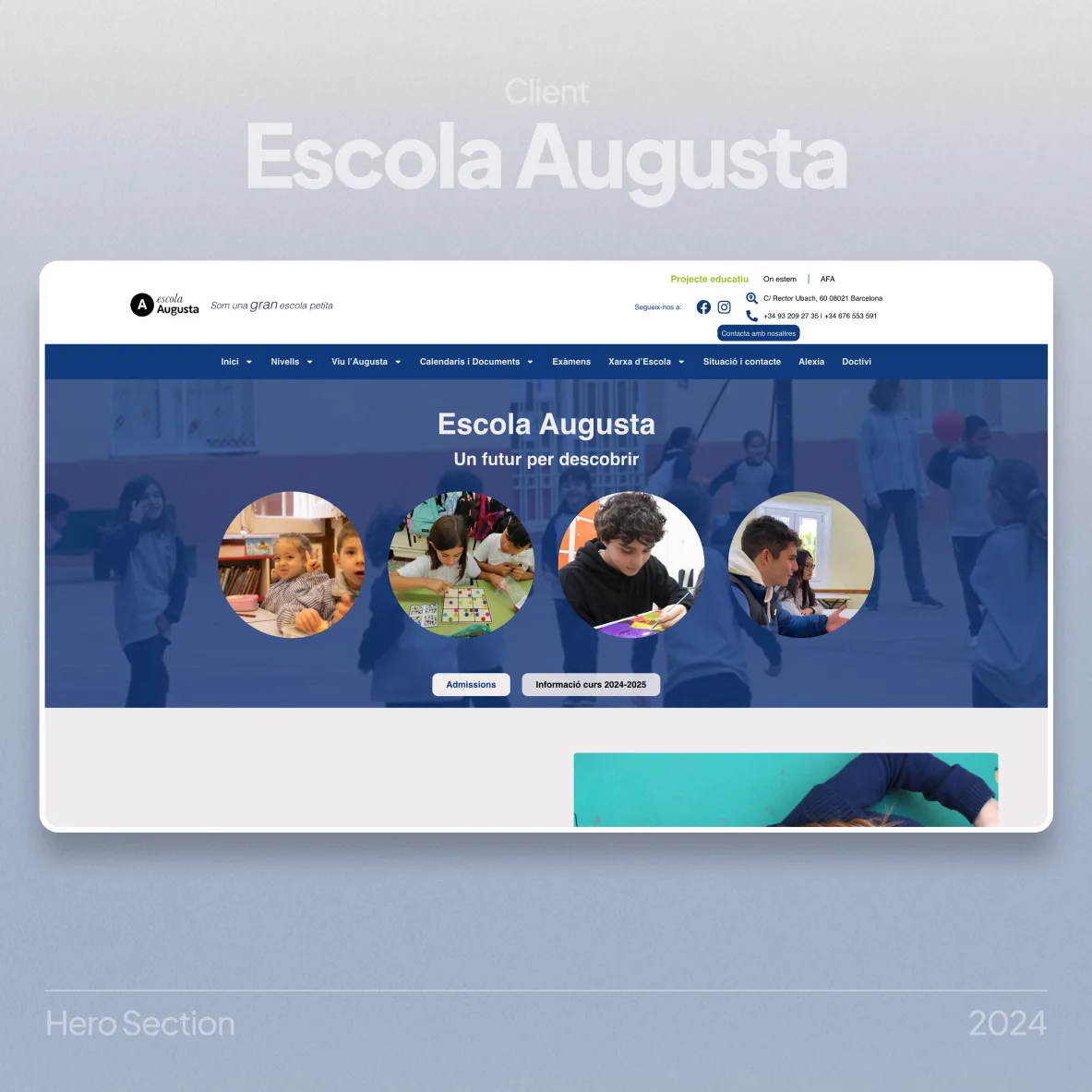 Escola Augusta homepage hero section