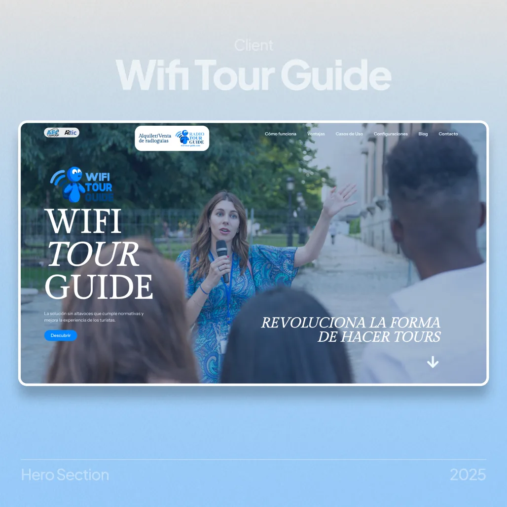 Wifi Tour Guide homepage hero section
